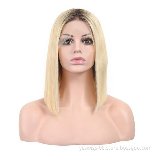 Wholesale 1b/613 Virgin Hair Short Bob Wig, Good Quality Peruvian Remy Hair 13*4 Lace Front Bob Wigs 9A 10A Blonde